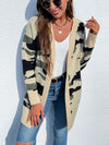 Explore More Collection - Camouflaged Dropped Shoulder Open Front Cardigan