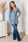 Explore More Collection - Double Take Ribbed Button-Up Cardigan with Pockets