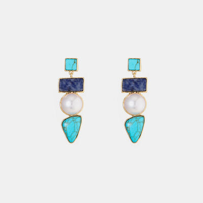 Explore More Collection - Geometric Imitation Gemstone Alloy Earrings