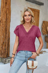 Explore More Collection - V-Neck Petal Sleeve T-Shirt