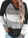 Explore More Collection - Full Size Openwork Leopard Drawstring Hooded Sweater