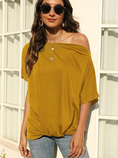 Explore More Collection - One Shoulder Short Sleeve T-Shirt