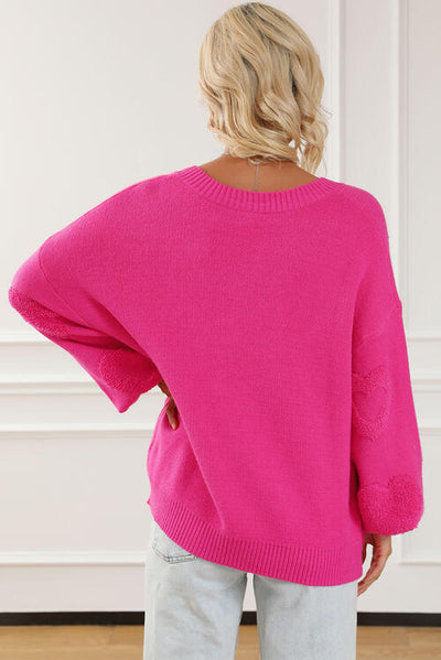 Explore More Collection - Pearl Detail V-Neck Long Sleeve Sweater