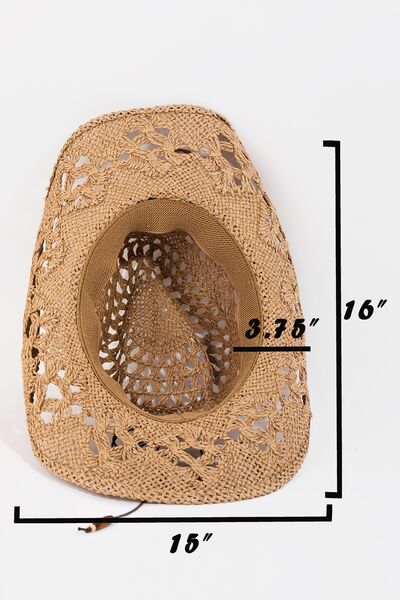 Explore More Collection - Fame Cutout Strap Weave Straw Hat