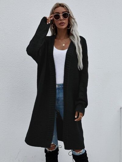 Explore More Collection - Open Front Long Sleeve Cardigan