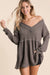 Explore More Collection - BiBi Waffle Knit V-Neck Babydoll Blouse