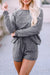 Explore More Collection - Boat Neck Long Sleeve Top and Drawstring Shorts Set