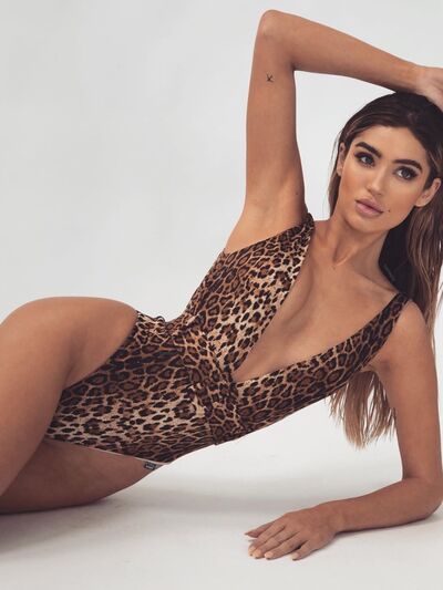 Explore More Collection - Leopard Plunge Wide Strap Sleeveless One-Piece Swimwear