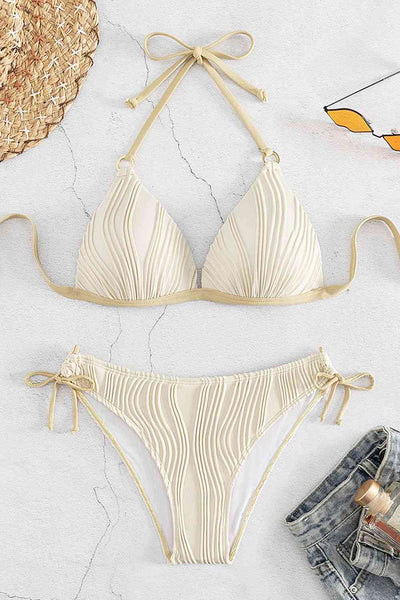 Explore More Collection - Textured Halter Neck Bikini Set