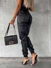 Explore More Collection - Smocked High Waist Pants with Pockets