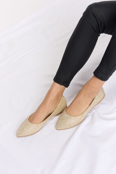 Explore More Collection - Forever Link Rhinestone Point Toe Flat Slip-Ons