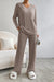 Explore More Collection - Ribbed V-Neck Top and Pants Set