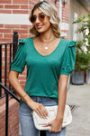 Explore More Collection - Round Neck Ruffle Trim Short Sleeve T-Shirt