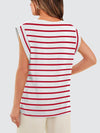 Explore More Collection - Striped Round Neck Cap Sleeve T-Shirt