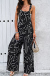 Explore More Collection - Printed Wide Strap Jumpsuit with Pockets