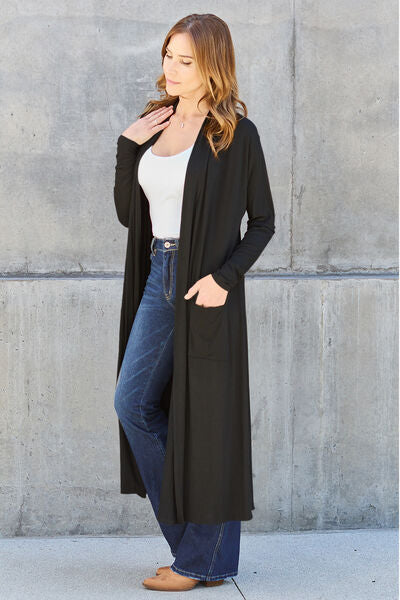 Explore More Collection - Basic Bae Full Size Open Front Long Sleeve Cover Up