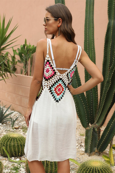 Explore More Collection - Geometric V-Neck Spaghetti Strap Cover Up Dress