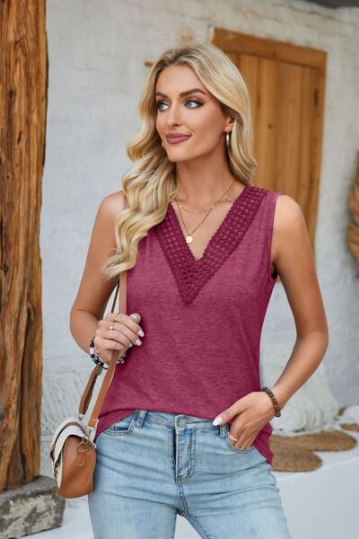 Explore More Collection - Lace Detail V-Neck Tank