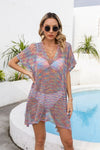 Explore More Collection - Openwork Slit V-Neck Cover Up