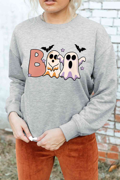 Explore More Collection - Ghost Graphic Round Neck Sweatshirt
