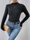 Explore More Collection - Mock Neck Long Sleeve Knit Top