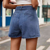 Explore More Collection - Tie Belt Denim Shorts with Pockets
