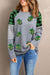 Explore More Collection - Sequin Plaid Round Neck Sweatshirt