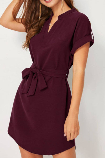 Explore More  Collection - Tied Notched Short Sleeve Dress