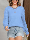 Explore More Collection - Openwork Round Neck Raglan Sleeve Sweater