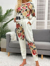 Explore More Collection - Printed Round Neck Top and Drawstring Pants Lounge Set