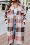 Explore More Collection - Plaid Button Up Dropped Shoulder Coat