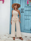 Explore More Collection - Single Shoulder Tie Waist Top and Pants Set