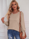 Explore More Collection - Round Neck Lantern Sleeve Blouse