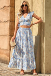 Explore More Collection - Printed Tie Back Cropped Top and Maxi Skirt Set