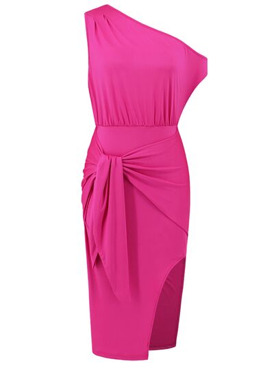 Explore More Collection - Slit Tied Single Shoulder Dress