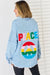 Explore More Collection - PEACE Raw Hem Dropped Shoulder Denim Top