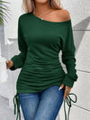 Explore More Collection - Ruched Single Shoulder Long Sleeve T-Shirt