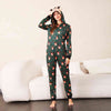 Explore More Collection - Printed Hooded Long Sleeve Jumpsuit