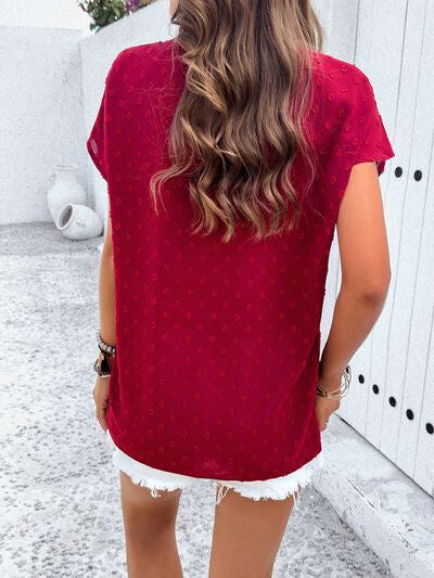 Explore More Collection - Swiss Dot Short Sleeve Blouse