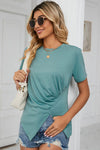 Explore More Collection - Ruched Round Neck Short Sleeve T-Shirt