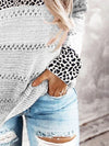 Explore More Collection - Full Size Openwork Leopard Drawstring Hooded Sweater