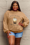 Explore More Collection - Simply Love Full Size NEVER TOO COLD FOR ICED COFFEE Round Neck Sweatshirt