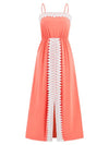 Explore More Collection - Slit Lace Detail Spaghetti Strap Dress