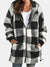 Explore More Collection - Plaid Zip Up Hooded Jacket with Pockets