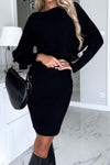 Explore More Collection - Ribbed Round Neck Top and Cami Dress Sweater Set