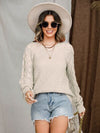 Explore More Collection - Openwork Round Neck Raglan Sleeve Sweater