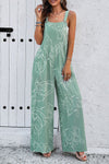 Explore More Collection - Printed Wide Strap Jumpsuit with Pockets