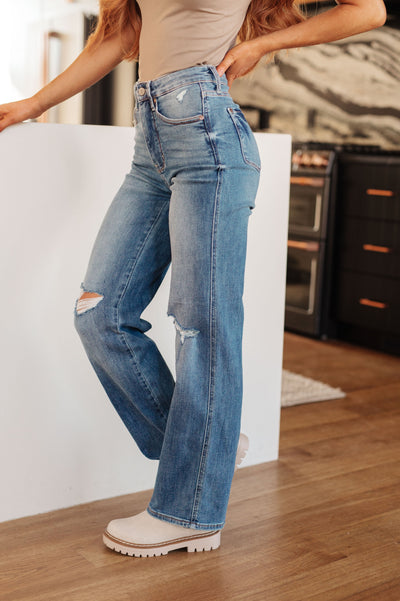 Explore More Collection - Bree High Rise Control Top Distressed Straight Jeans