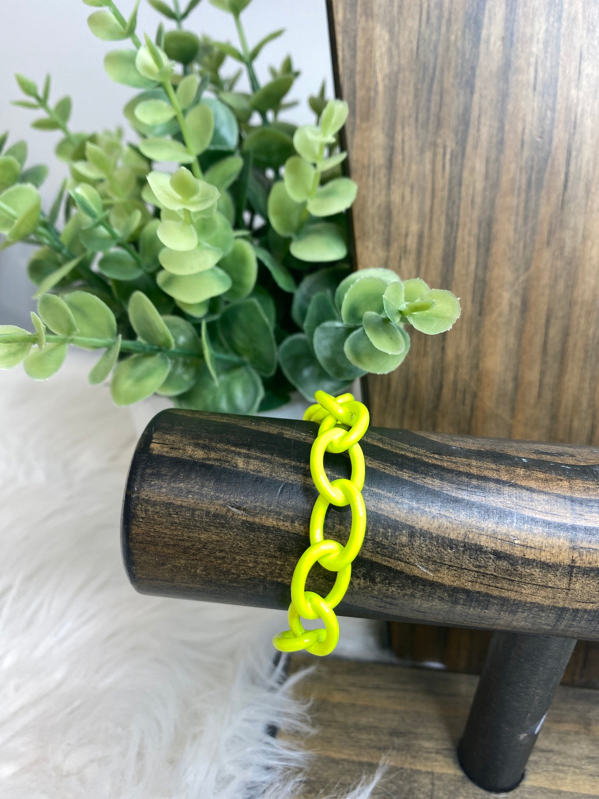 Jasmine - Enamel Plated Over Brass Adjustable Oval Chain Link Cuff Bracelet - Choose Color