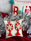 Tinsel - Beaded Wine Glasses with Peppermint Design